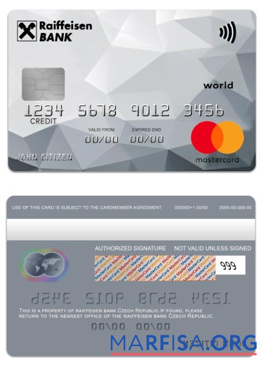 Realistic Czech Republic Raiffeisen bank world credit mastercard download for verification